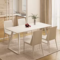 Modern dining table and chair combination 3d model