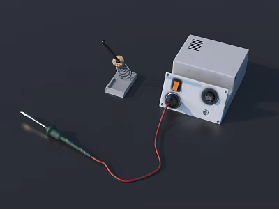 Industrial Equipment With Control Box Coil Component And Red Wire Probe Tool 3d model