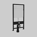 Wall Mounted Toilet Installation Frame With White Cistern Black Bracket And Pipes