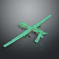 Green Camouflage Military Drone With Long Wings Landing Gear And Sensors