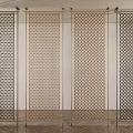 Modern Room Dividers With Golden Frames And Geometric Patterns For Interior Decor 3d model