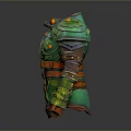 Green Decorative Armor With Brown Belt And Gold Accents For Fantasy Games
