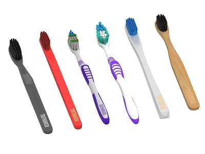 Colorful Toothbrushes for Daily Washing Needs with Various Designs and Comfortable Grips 3d model