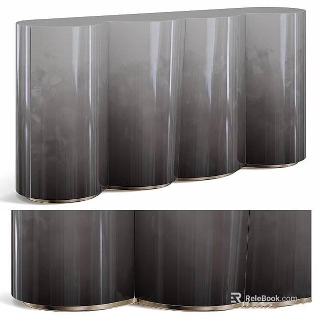 Elegant Modern Storage Cabinet Design With Sleek Surface And Metal Accents 3d model 