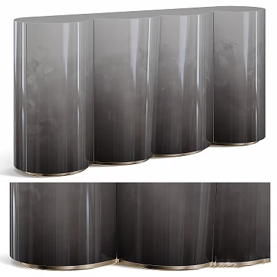 Elegant Modern Storage Cabinet Design With Sleek Surface And Metal Accents 3d model
