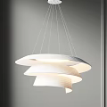 Modern Minimalist Chandelier With Curved White Multilayer Design And Soft Illumination