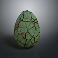 Mystical Green Cracked Egg With Ancient Mythical Creature Inside Shell 3d model