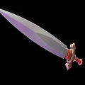 Sharp Bladed Fantasy Sword With Red Decorative Hilt And Metallic Accents