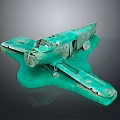 Highly Detailed Green Spacecraft Wreckage Model for Aerospace Research and Exhibition