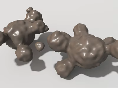 Abstract Sculpture Carving With Gray Textured Material And Irregular Organic Shapes And Rough Surface 3d model