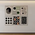 Bauhaus Posters With Geometric Patterns Black White Green Orange Hues