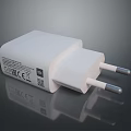 White Power Charger Adapter With Two Prongs Certification Marks And QR Code 3d model
