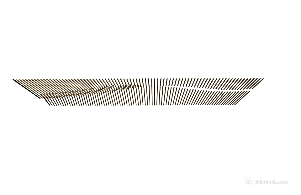 Modern Slatted Ceiling Design With Linear Strips And Layered Suspended Structure 3d model