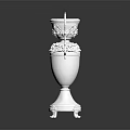 White Decorative Vase With Ornate Handles And Carved Floral Details On Pedestal Base