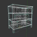 White Display Shelf With Multiple Layers And Blue Storage Boxes