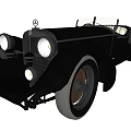 Classic Black Mercedes-Benz Convertible With Retro Design Round Headlights And Streamlined Body