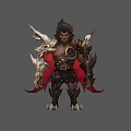 Mythical Beast Warrior Character With Armored Attire Red Cape And Spiked Armor Features