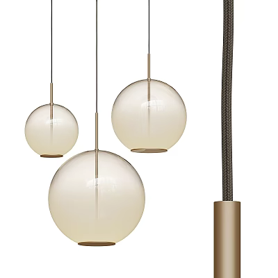 Modern Multiple Spherical Glass Pendant Lights With Cream White Globes And Elegant Design 3d model