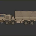 Sand Colored Military Truck With Canvas Cover And Multi Wheel Heavy Duty Design