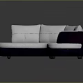 Modern Curved Sectional Sofa with White Cushions and Purple Base Stylish Comfortable Furniture Piece