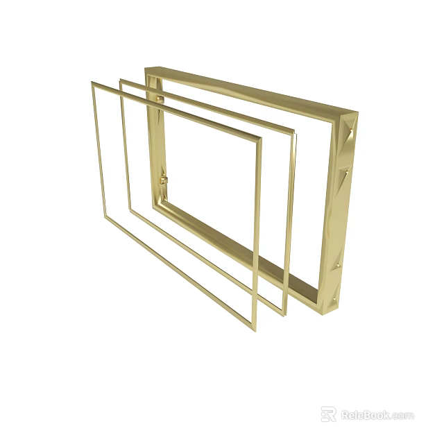 Golden Metal Frames Stacked Decorative Design For Home Wall Decor 3d model 