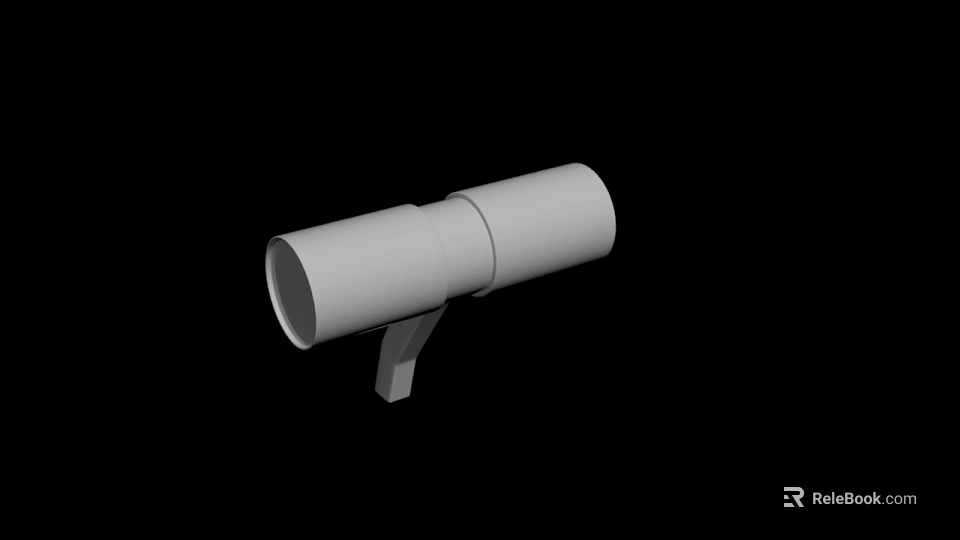 White Cylindrical Tube With Bracket Stand 3D Model On Black Background 3d model 