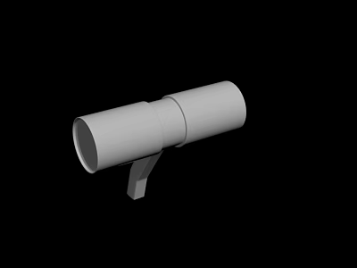 White Cylindrical Tube With Bracket Stand 3D Model On Black Background 3d model