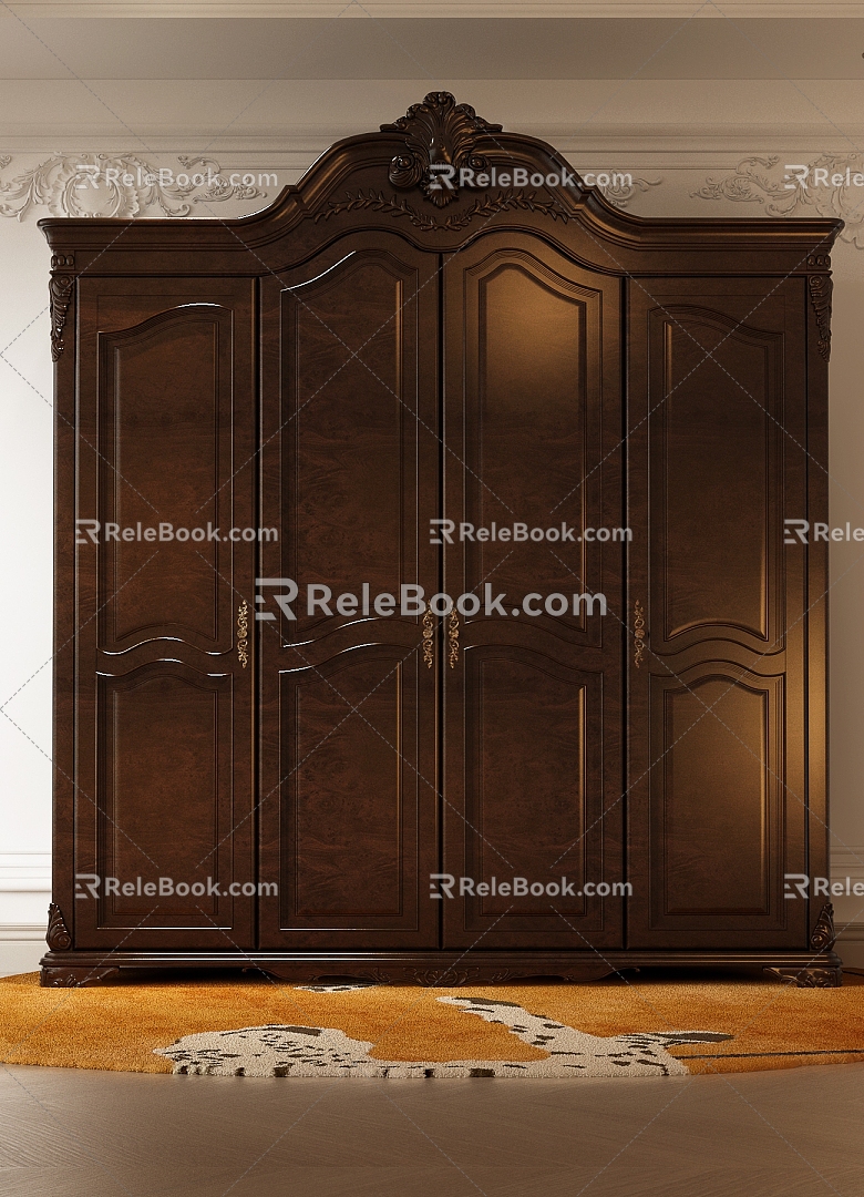 European-style Wardrobe Carpet Combination French Wardrobe Finished Wardrobe Decorative Cabinet 3d model