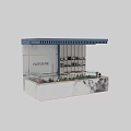 Elegant Patisserie Public Facility With Marble Counter Display Case Ceiling Grille And Pastries