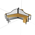 L Shaped Office Desk With Wooden Top Partition Panels And Drawer Storage