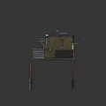 Elevated Metal Building With Solar Panels Ladder Access Small Windows Antenna And Fenced Platform