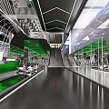 Modern Fitness Gym Interior Featuring Workout Equipment Green Reception And Stylish Lighting Design