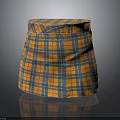 Stylish Orange And Blue Plaid Skirt With Classic Checkered Pattern Design