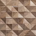 Wooden Wall Panel With Modern Geometric Triangular Wood Tiles And Natural Texture