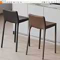 Modern Leather Bar Stools In Black And Brown For Kitchen Interior 3d model