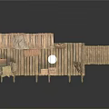Wooden Stilt Platform With Cargo Boxes Canvas Cover And Railed Walkway