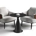 Modern Chair And Table Set With Two Upholstered Armchairs Round Dark Wood Table