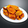 Crispy Golden Waffle Fries Perfectly Cooked Served on White Plate Appetizing Snack