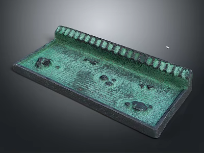 Green Decorative Component With Textured Edge And Embossed Surface Patterns 3d model
