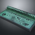 Green Decorative Component With Textured Edge And Embossed Surface Patterns