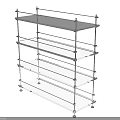 Modern Multi Tier Storage Shelf With Metal Frame And Transparent Shelves