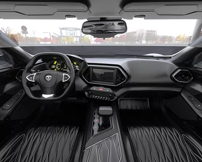 Luxury Car Interior With Black Leather And Modern Dashboard 3d model