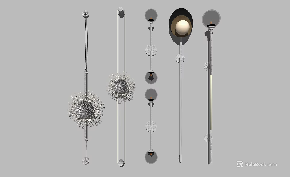 Various Stylish Wall Lamps with Crystal Decorative Elements and Modern Designs 3d model 