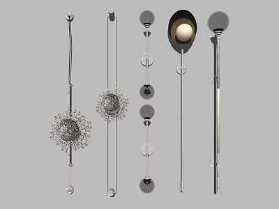 Various Stylish Wall Lamps with Crystal Decorative Elements and Modern Designs 3d model