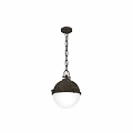 Antique Bronze Pendant Light With Hanging Chain And White Spherical Shade