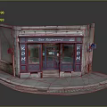 Charming Bar Restaurant Exterior Design With Glass Windows Wooden Door And Signage