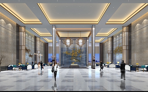 New Chinese Hotel Hall 3d model