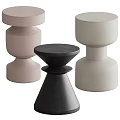Modern Minimalist Side Tables with Stacked Cylinder Design in Pastel Pink Black and Beige