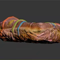 Glossy Triangular Donut With Pink Frosting And Colorful Stripes On Black Surface