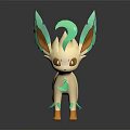 Cute Leaf Creature Character Design With Green Leaf Ears White Body And Leaf Tail 3d model
